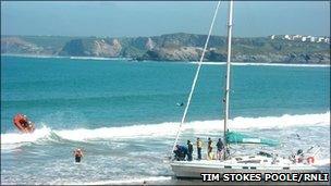 Yacht on beach