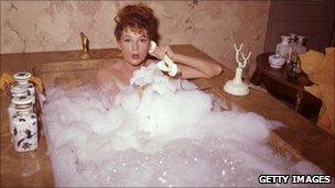 Woman in bubble bath