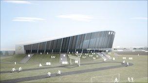 Artists impression of Pride Park sports arena