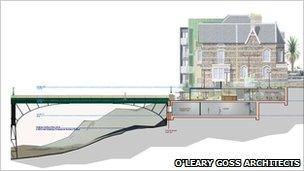 Side view of the Clevedon Pier development