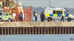 Police officers who were called to the shooting at Southampton docks