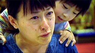 Keiko Niinuma and one of her children