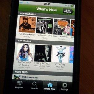 Spotify running on smartphone