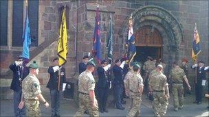 A service was held at St Mary's church in Market Drayton after the parade