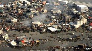 Devastated Kesennuma city in Miyagi prefecture