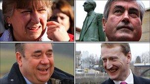 Annabel Goldie, Iain Gray, Alex Salmond and Tavish Scott