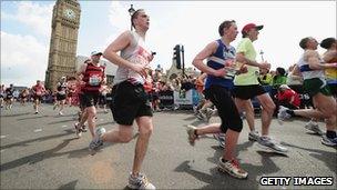 Runners in the 2010 London Marathon