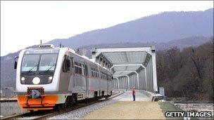 The combined road and railway which will serve the Sochi 2014 games