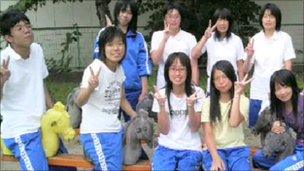 Members of the swimming club before the tsunami hit