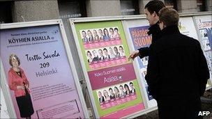 Election posters in Helsinki, 13 Apr 11