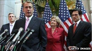 US Speaker of the House John Boehner speaking at a press conference on Friday