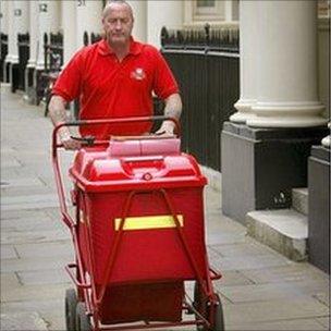 Postman delivering letters