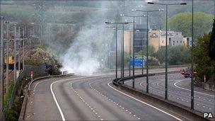 M1 closure at Mill Hill on 15 April 2011