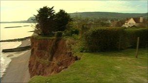 A Sidmouth garden affected by erosion