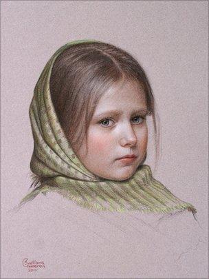 The Green Shawl drawing