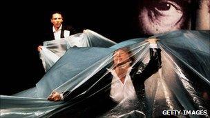 Members of the Belarusian Free Theatre performing