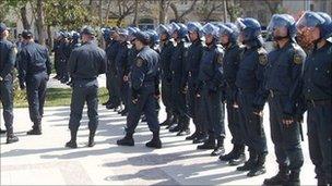 Riot police in Baku