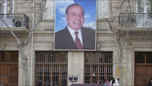 Poster of President Ilham Aliyev in Baku