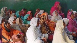 Christians at a church service in Mr Bhatti's family village of Khushk Pur in Punjab