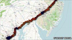 Map of iPhone movements