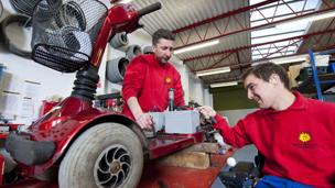 Paul Miller (r) with technician Allan Baker at the Brighter Future Workshop in Skelmersdale