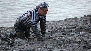 Fancy dress convict in the Maldon Mud Race