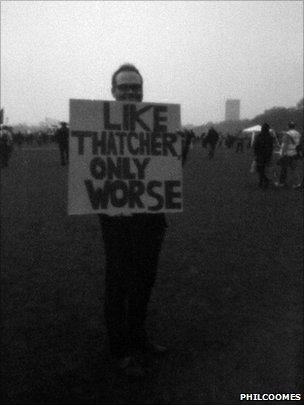 Pinhole photograph of the anti-cuts march organised by the TUC in London, 26 March 2011