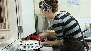 Beth Marriott in a community centre kitchen