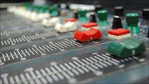 Faders on a desk