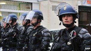 French riot police on the streets of Paris, April 2011