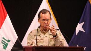 Adm Mike Mullen in Baghdad on 22 April