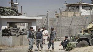 Afghan prison main gate in Kandahar - 25 April 2011