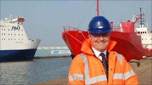 Director of ABS in Hull Matt Jukes stands at King George Dock