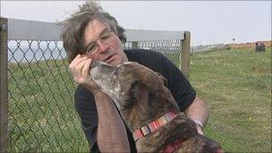 Bill Titchen and his dog in Bournemouth