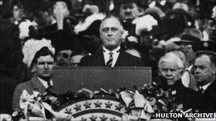 US President Franklin D Roosevelt gives his inaugural address