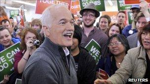 New Democratic Party leader Jack Layton at a political rally