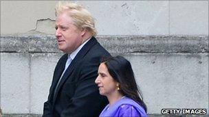 Boris Johnson arriving at Westminster Abbey with Marina Johnson