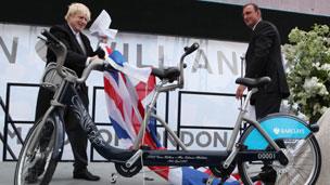 Boris Johnson unveils the tandem bike