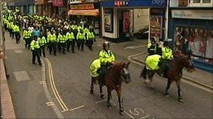 Mounted police in Exeter