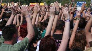 Concert goers at Reading Festival