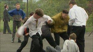 School children fighting