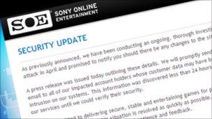 A screenshot of Sony apology