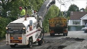 Road resurfacing in Cardiff Photo: David Lutwyche