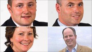 Possible Tory leadership candidates: Clockwise from top left: Darren Millar, Paul Davies, Andrew RT Davies, Angela Burns