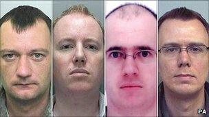 (left - right) Ian Frost, 35, Paul Rowlands, 34, Paul Frost, 37, and Ian Sambridge, 32