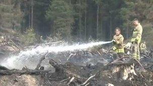 Fire fighters on Rhigos Mountain, Rhondda