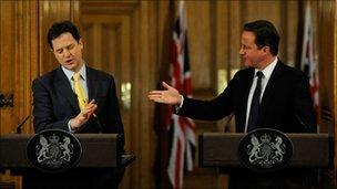 File photo dated 21/12/10 of Prime Minister David Cameron (right) and Deputy Prime Minister Nick Clegg