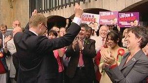 Labour supporters celebrate victory