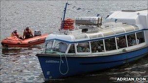 Lifeboat with Coventina (pic courtesy of Adrian Don/RNLI)
