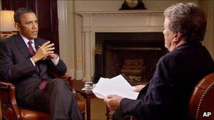 President Obama speaks to CBS's Steve Kroft - still from 60 Minutes programme